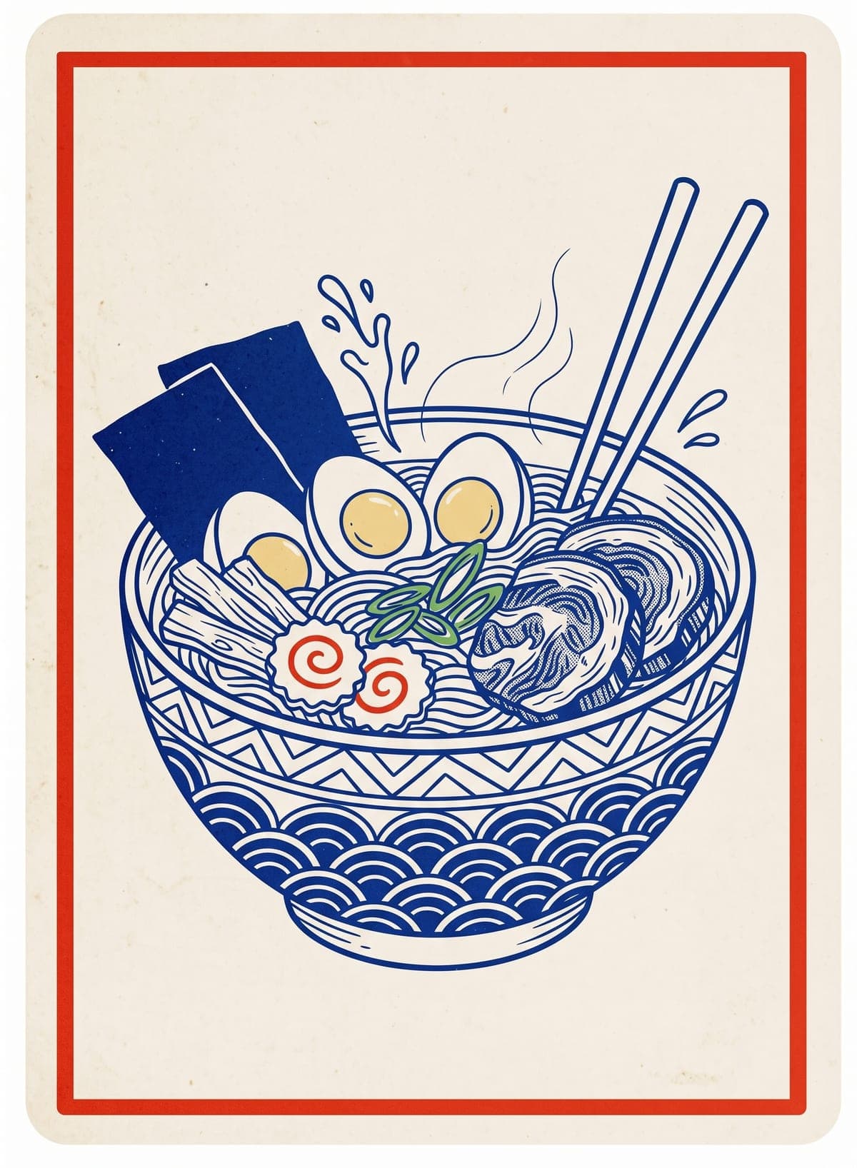 A bowl of ramen illustration